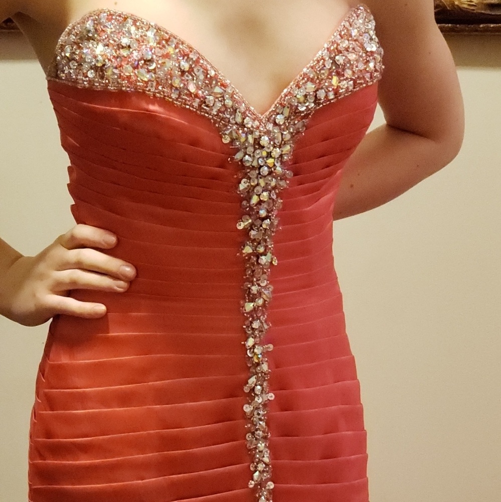 Pink Prom Dress Tony Bowls Crystals Sweetheart nk